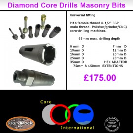 12 piece core drills set - kit bits 6mm to 35mm 