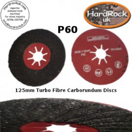125mm Diameter P60 Grit Spiral carborundum Fibre Turbo Discs Box of 10