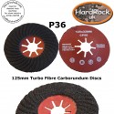 125mm Diameter P36 Grit Spiral carborundum Fibre Turbo Discs Box of 10