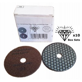 Dry Ceramica Diamond Polishing pads 30 Grit Box of 10x 100mm diameter Brown