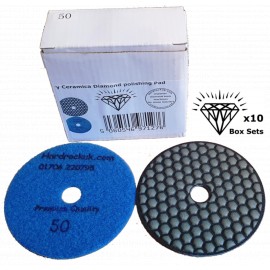 10x Dry Ceramica Diamond Polishing pads Box set Blue50 Grit