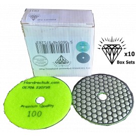 Dry Ceramica Diamond Polishing pads 100 Grit Box of 10x 100mm diameter yellow