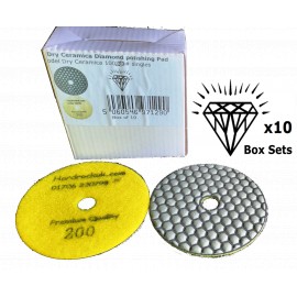 Dry Ceramica Diamond Polishing pads 200 Grit Box of 10x 100mm diameter Orange