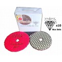 Dry Ceramica Diamond Polishing pads 400 Grit Box of 10x 100mm diameter Red